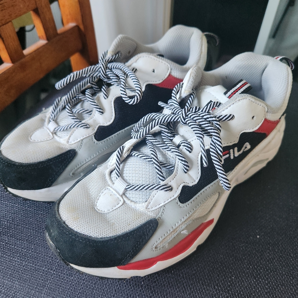 Fila Black and White Sneakers with Red Accents